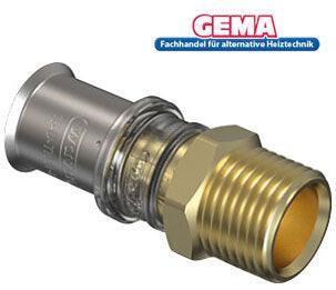 Metallischer Übergangsnippel AG Messing mit Pressverbindung und Außengewinde