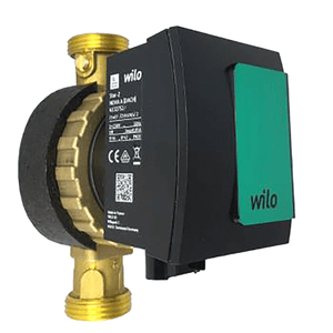 Wilo Star-Z Nova Zirkulationspumpe mit schwarzem Gehäuse, Messing, grünem Bedienfeld
