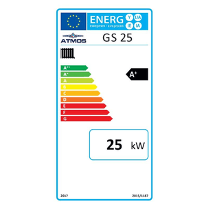 Energieeffizienzlabel für den GS 25 Atmos Holzvergaser 25 kW Heizkessel