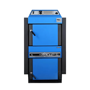 Blaus und schwarzer festbrennstoffkessel Kohlekessel Atmos KC45S für Holz und Kohle