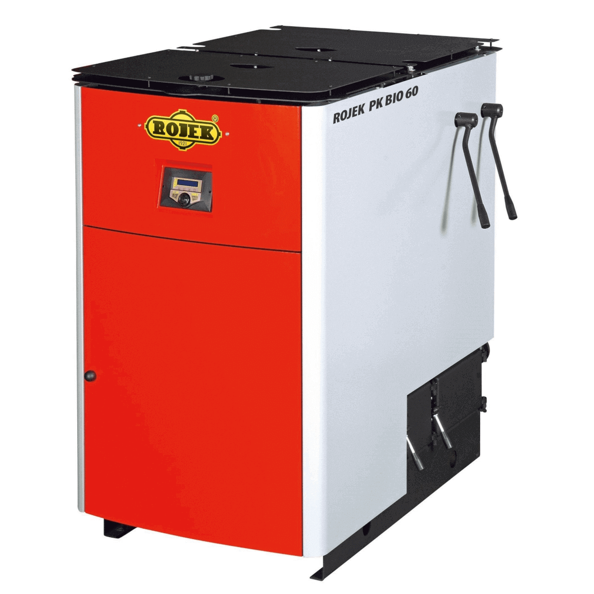 Roter und weißer Heizkessel Holzvergaserkessel ROJEK PK BIO 50 kW