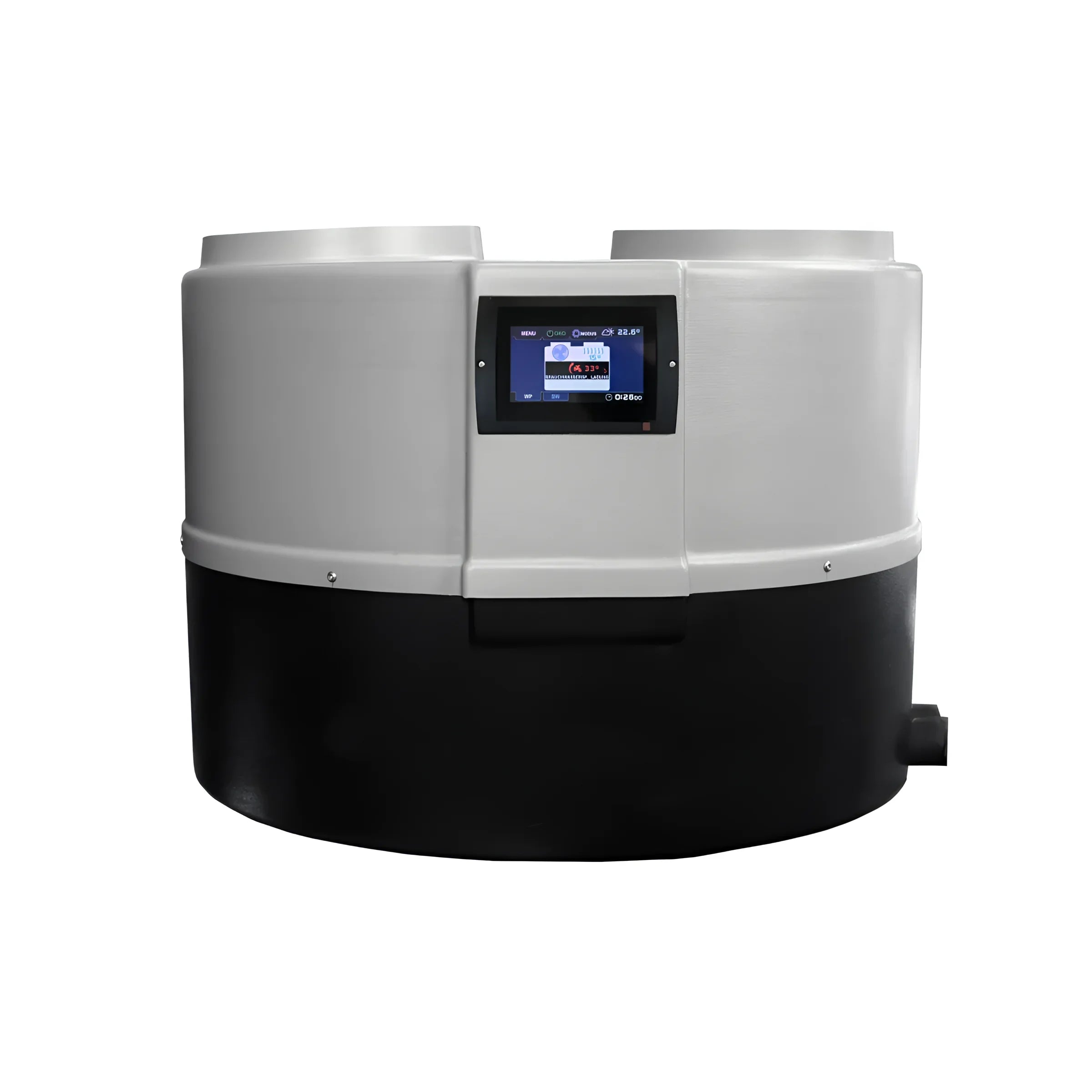 Zweifarbiges zylindrisches Gerät mit Display, Brauchwasser Trinkwasser Heizungs Wärmepumpe DROPS M4.1D mit a15