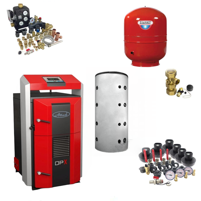 🔴 Holzvergasungskessel ATTACK DPX 15 kW, Pufferspeicher & Zubehör für effiziente Biomasseverbrennung 🌲🔥