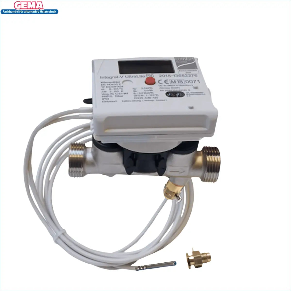 Elektronischer Wärmemengenzähler 1 Zoll Set Qp 2,5m³/h mit Sensoren und Messingverschraubungen, horizontalen Ein