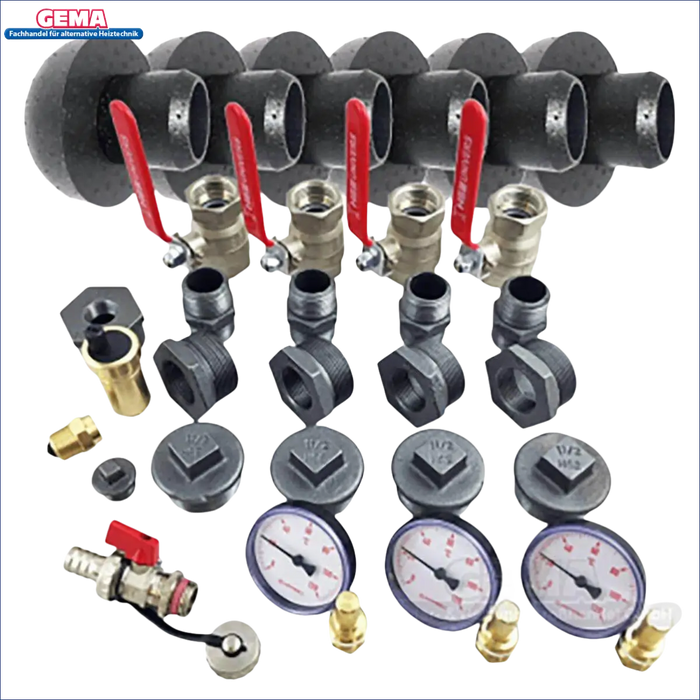 Plumbing manifold mit Ventilen und Armaturen für Thermoflux Pelling 25/135 Pufferspeicher