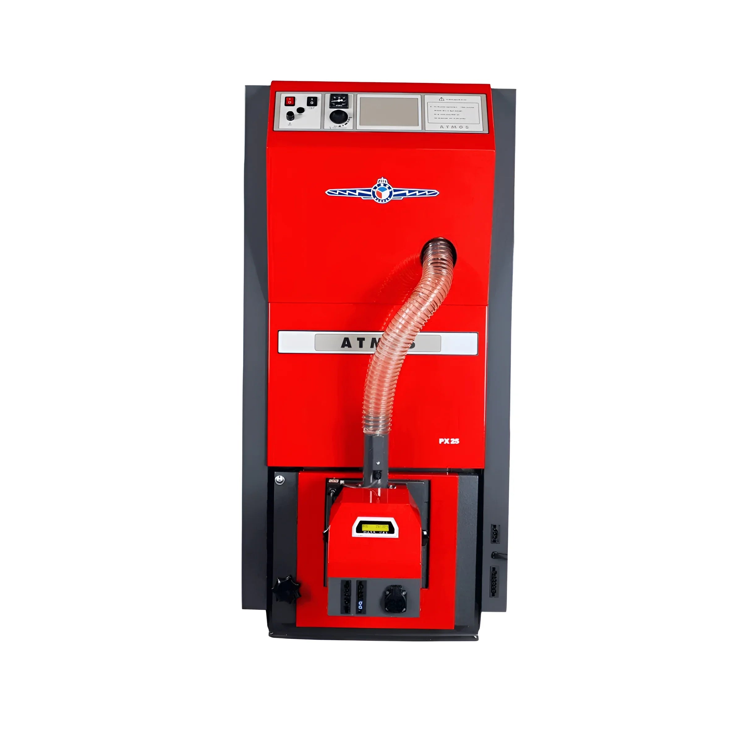 Pelletkessel ATMOŚ PX15 Prospekt: Robuster Red und Grau Pelletkessel ATMOS PX15