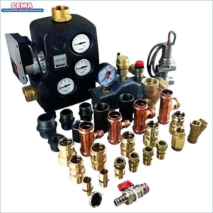 Assortierte Sanitäranschlüsse und Komponenten für Thermoflux Pelling 25/230 mit Pufferspeicher