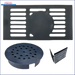 Schwarze Metallablaufabdeckung auf Thermoflux Pelling 25/75 und Pufferspeicher