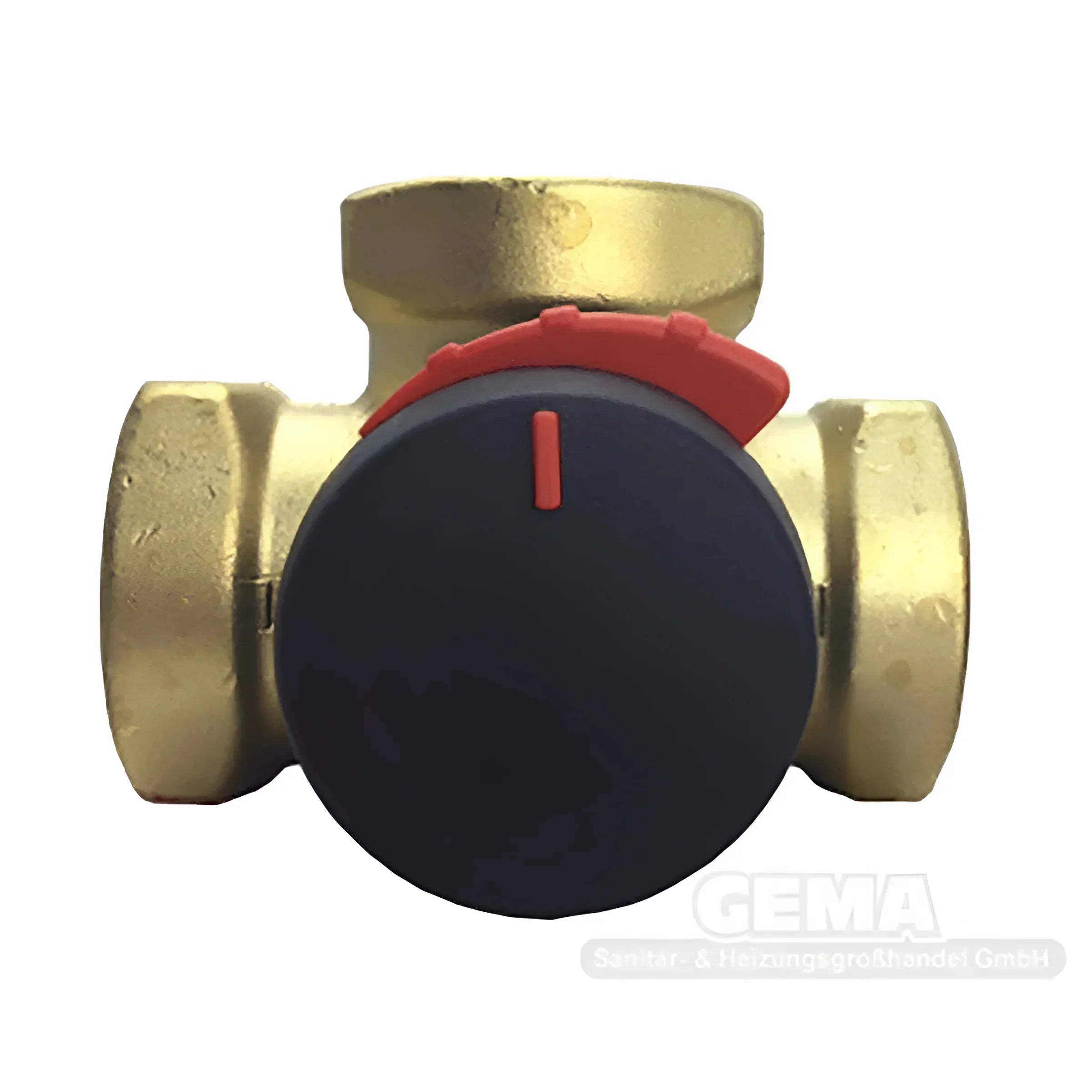 Brass valve mit schwarzen und roten Knöpfen für ESBE 3-Wegemischer VRG 131 in Heiz- und Boileranlagen