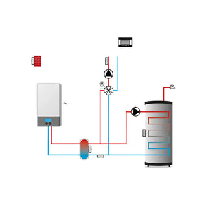 Heat system diagram for Witterungsgeführter Heizkreisregler für 1 Heiz- und 1 WW-Kreis, Heizungskontrolle eu-i-1 c