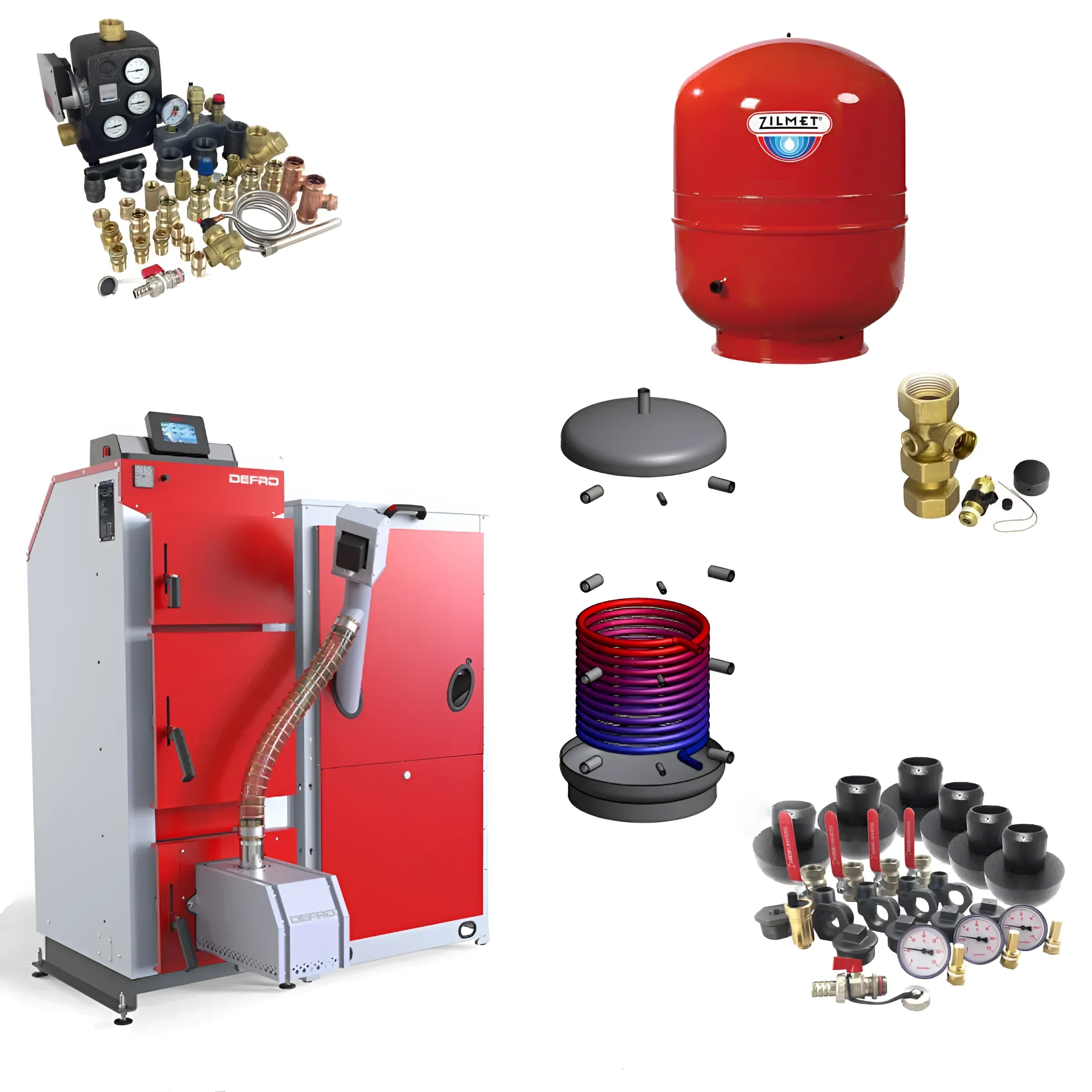 Heating system components of Defro Komfort Ekopell pelletkessel defro with puffspeicheranschlusspaket