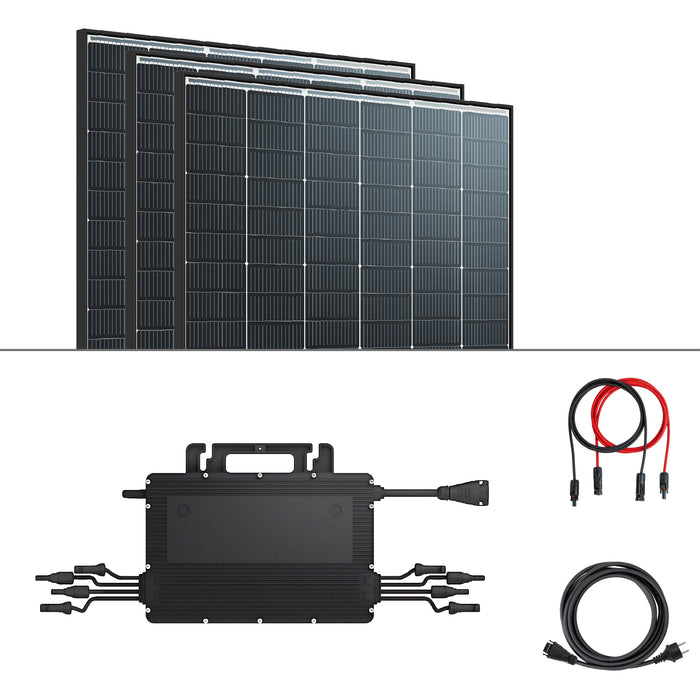 Balkonkraftwerk 3x Trina Solar Modul Hoymiles HMS-1600W Mikrowechselrichter Komplettset Black Frame