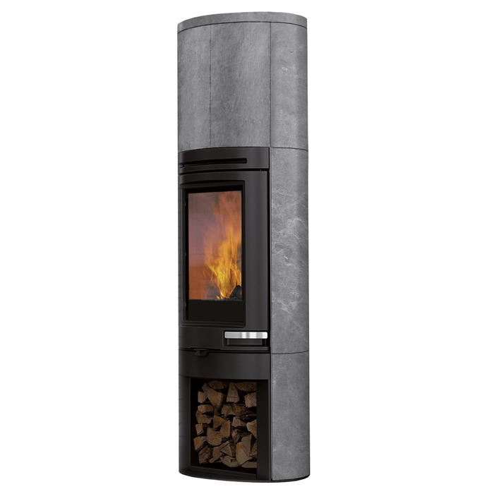 Edilkamin Tally S Evo 9,1 kW Kaminofen 🔥 mit großem Fenster und Holzlager für gemütliche Wärme 🌟.