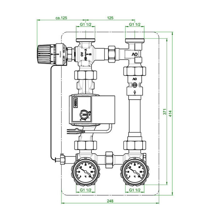 Comfort Kessel Rücklaufanhebung RTA -180 DN 25 (1") mit Pumpe Wilo Para