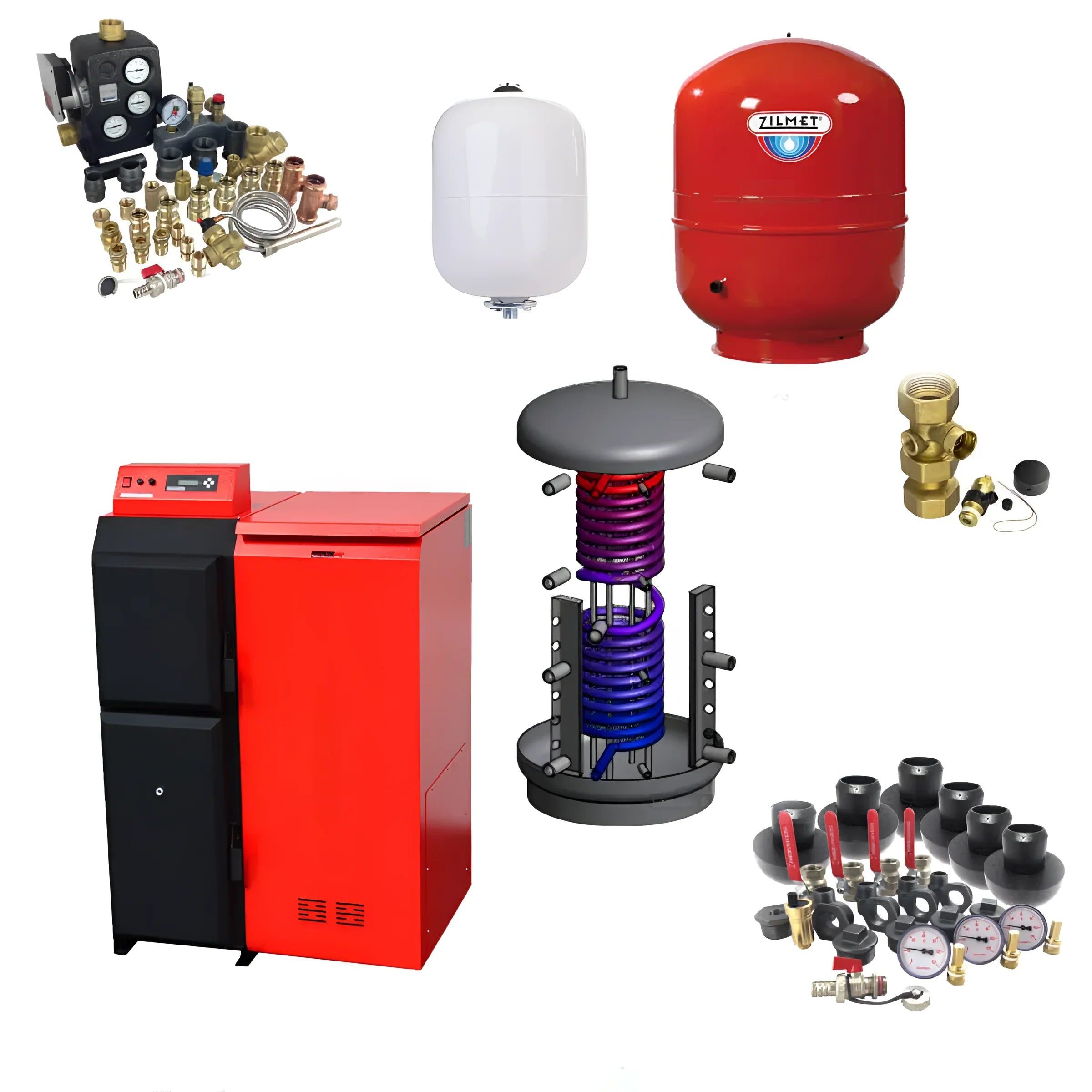 Bild der Heizsystemkomponenten des Pellets Kessels Thermoflux Pelling 35 ECO mit komplettpaket thermoflux pelling