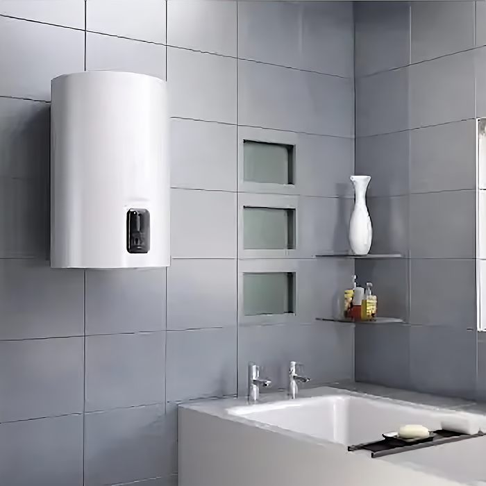 Ariston LYDOS ECO Warmwasserspeicher in modernem Badezimmer 🛁, elegant und umweltbewusst 🌱, optimale Warmwasserversorgung.