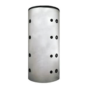 Cylindrischer weißer Wassertank mit schwarzen Anschlüssen für Thermoflux Pelling 50/185