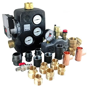 Plumbing components and manifold für Anschlussset Thermoflux Pelling Heizkessel ohne Scheitholzrost mit Messing DN280114S und Doppelnippel