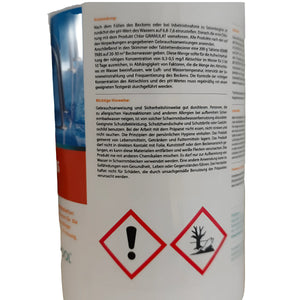 Kombi Tabs 200g Poolreinigungstabletten mit Anwendungshinweisen und Warnsymbolen für sichere Nutzung 🏊‍♂️💧