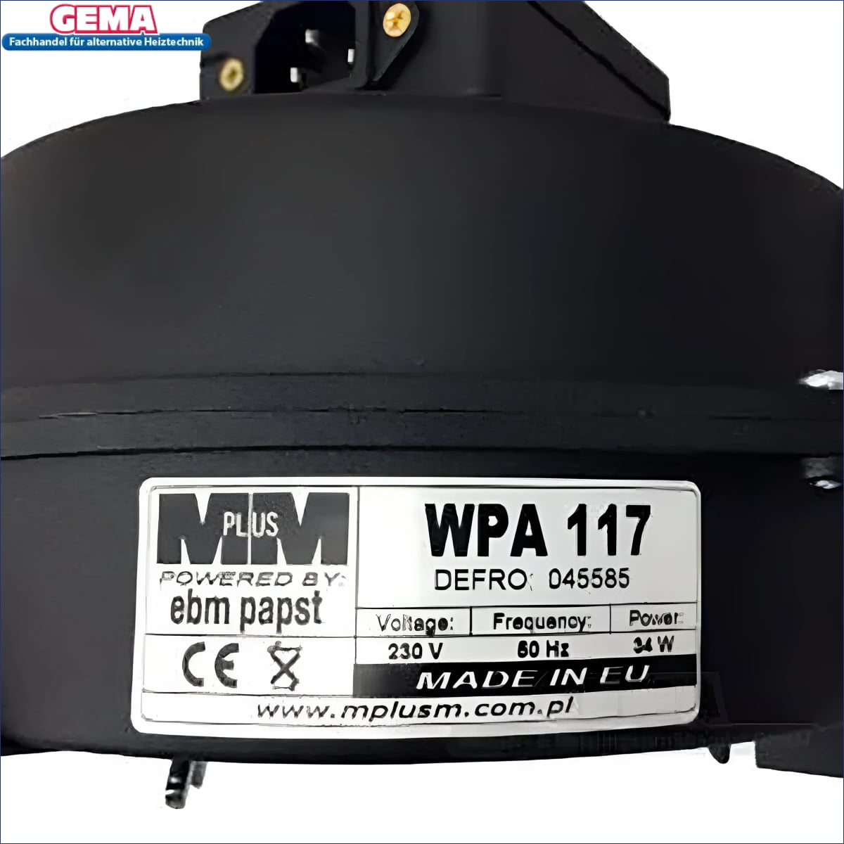 Schwarzes elektronisches Steuerungssystem am Gebläse WPA 117 für optima komfort plus
