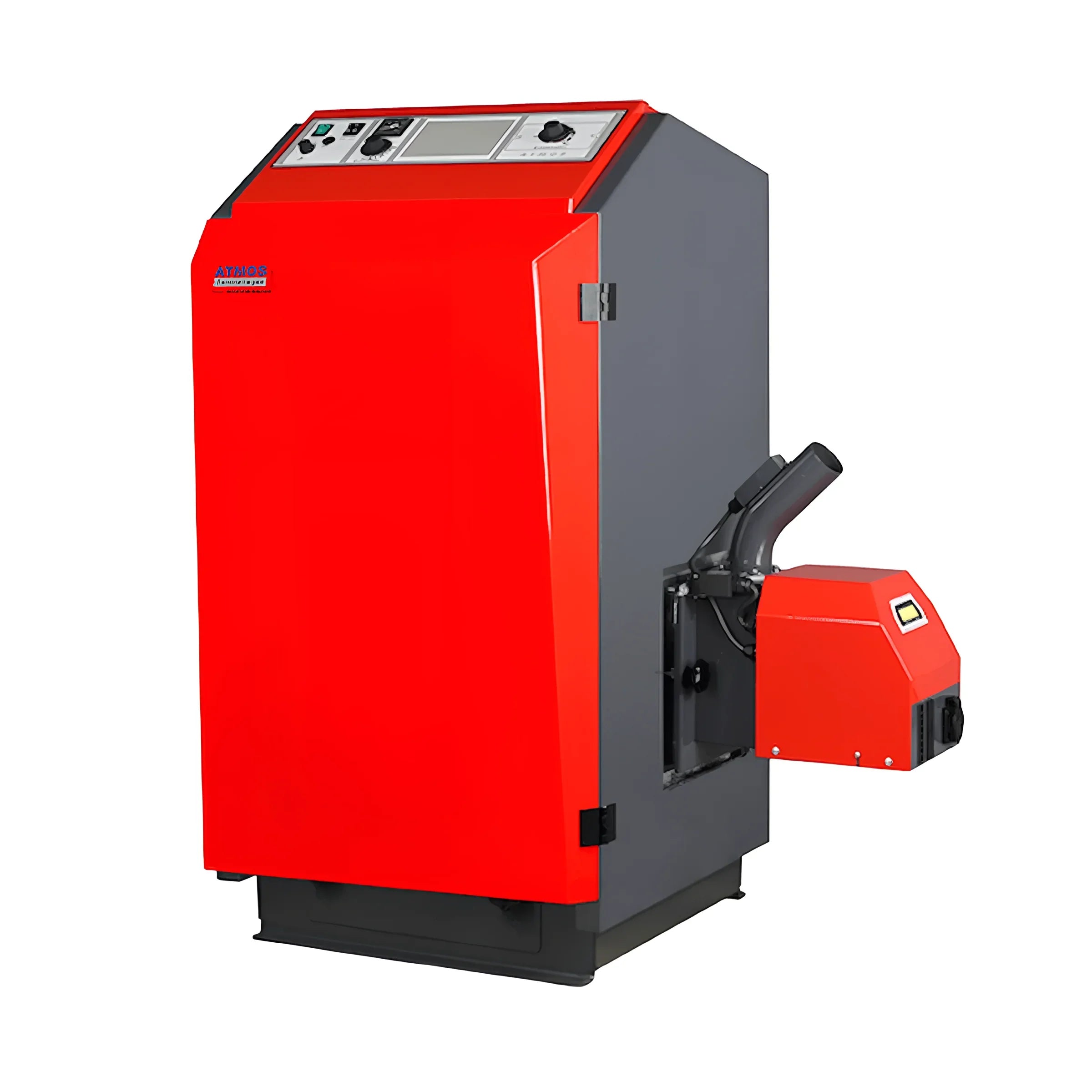 Roter und grauer Pelletkessel ATMOS P14 aus der Atmos P Serie Angebot