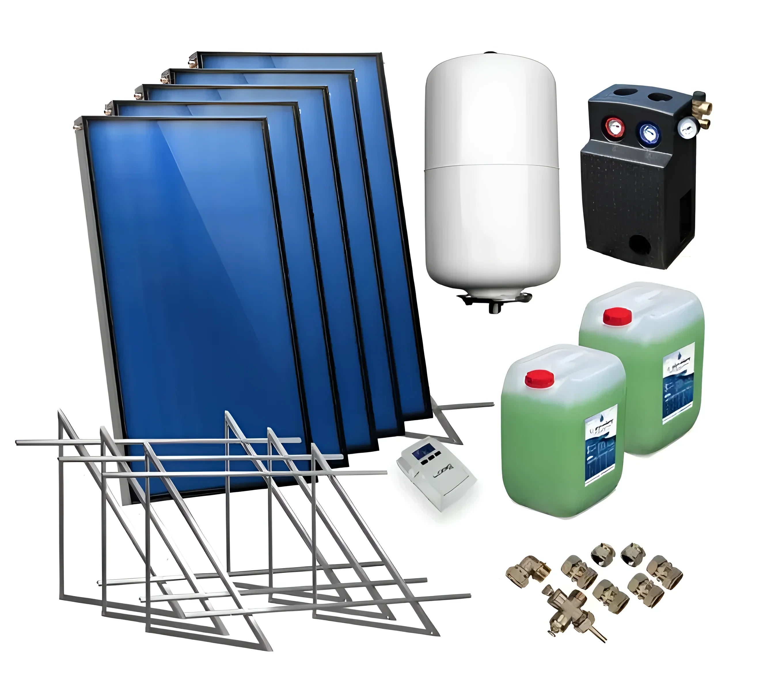 Solarthermal Systemkomponenten mit Solarregler Logo für Flachkollektoren AMX im Solarpaket Flachkollektoren