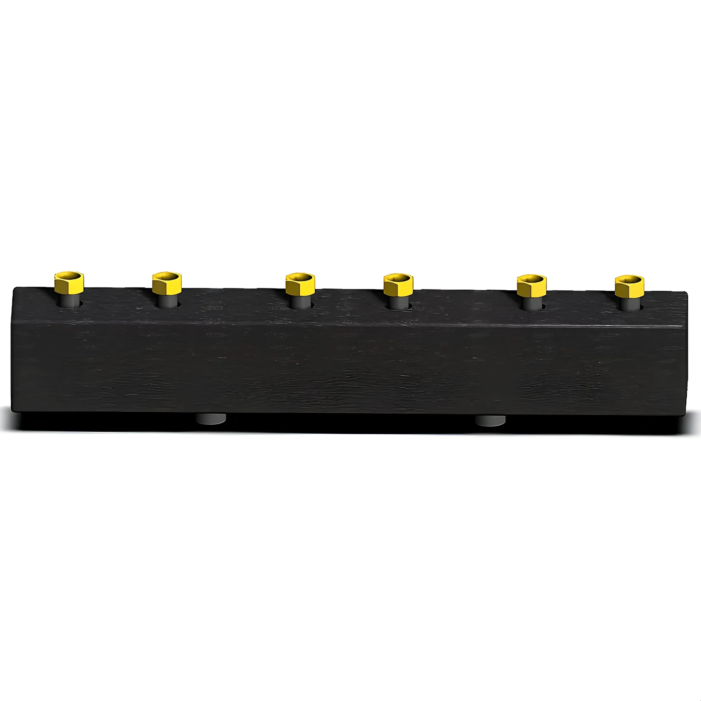 Schwarzer Sunex Heizkreisverteiler mit sechs Messinganschlüssen, epp30 mm dick, kreise dn20