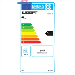 Energy efficiency label on Elektrohängespeicher Brauchwasserspeicher for Elektrospeicher Boiler
