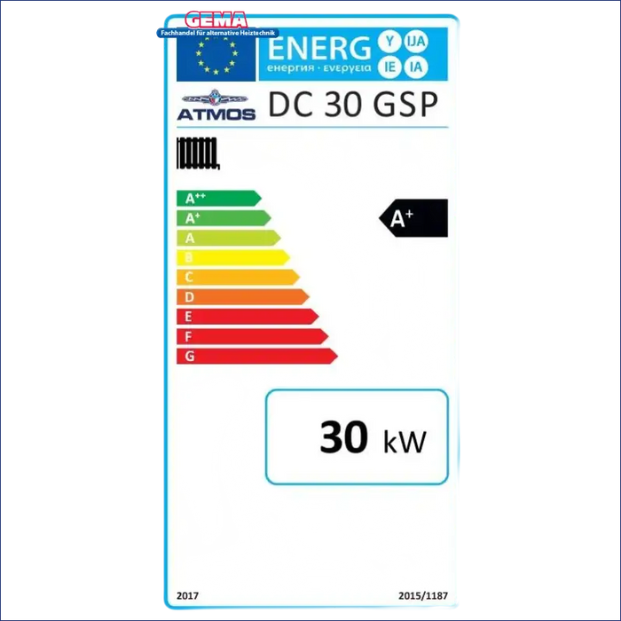 Energieeffizienzlabel für Kombikessel Atmos DC GSP mit A+ und 30 kW Leistung