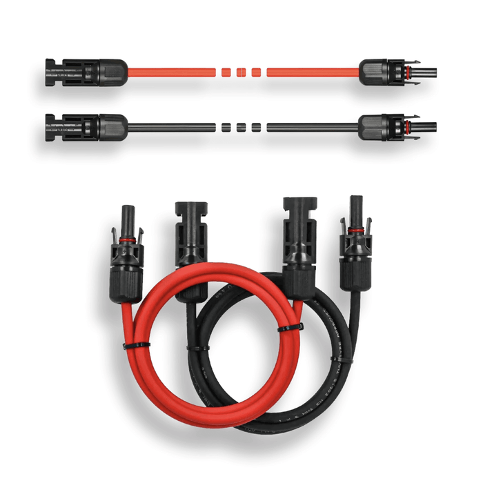 Kabel-Set für Balkonkraftwerk: rote und schwarze Anschlusskabel mit Steckverbindern für effiziente Solarnutzung ☀️🔌