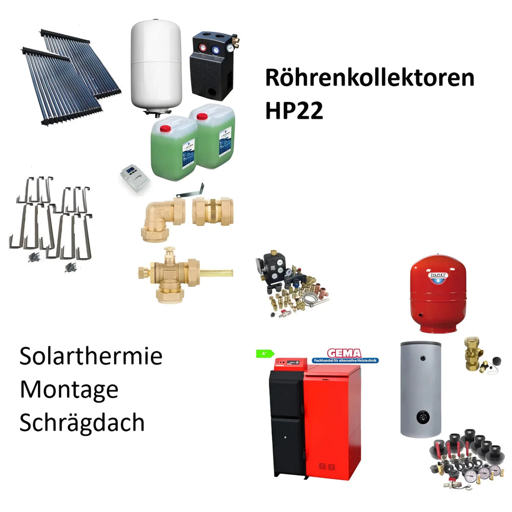 Solarpaket Röhrenkollektor mit Thermoflux Pelling Eco und Hygienespeicher - GEMA Shop