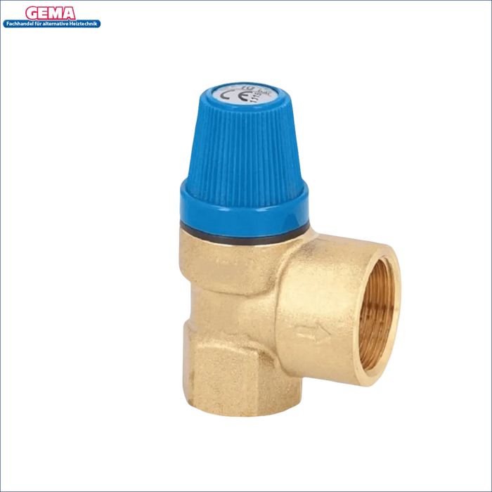 Brassdruckreduzierventil mit blauer Einstellknopf für Warmwasserspeicher 100 Liter plus Heizstab TERi 1,5 kW